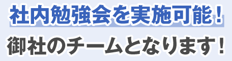 社内勉強会を実施可能！御社のチームとなります！