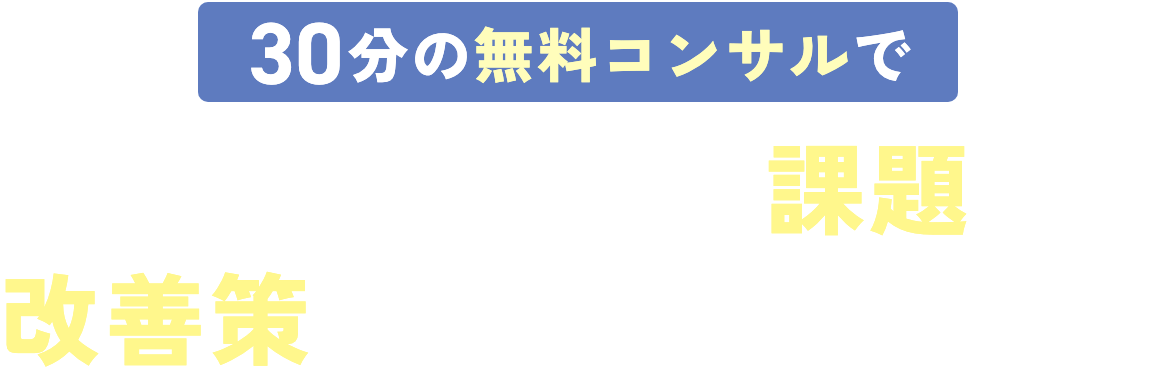 30分の無料コンサルであなたの会社の課題と改善策を必ず見つけます!!