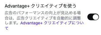 Web版プレビューのAdvantage+クリエイティブ設定